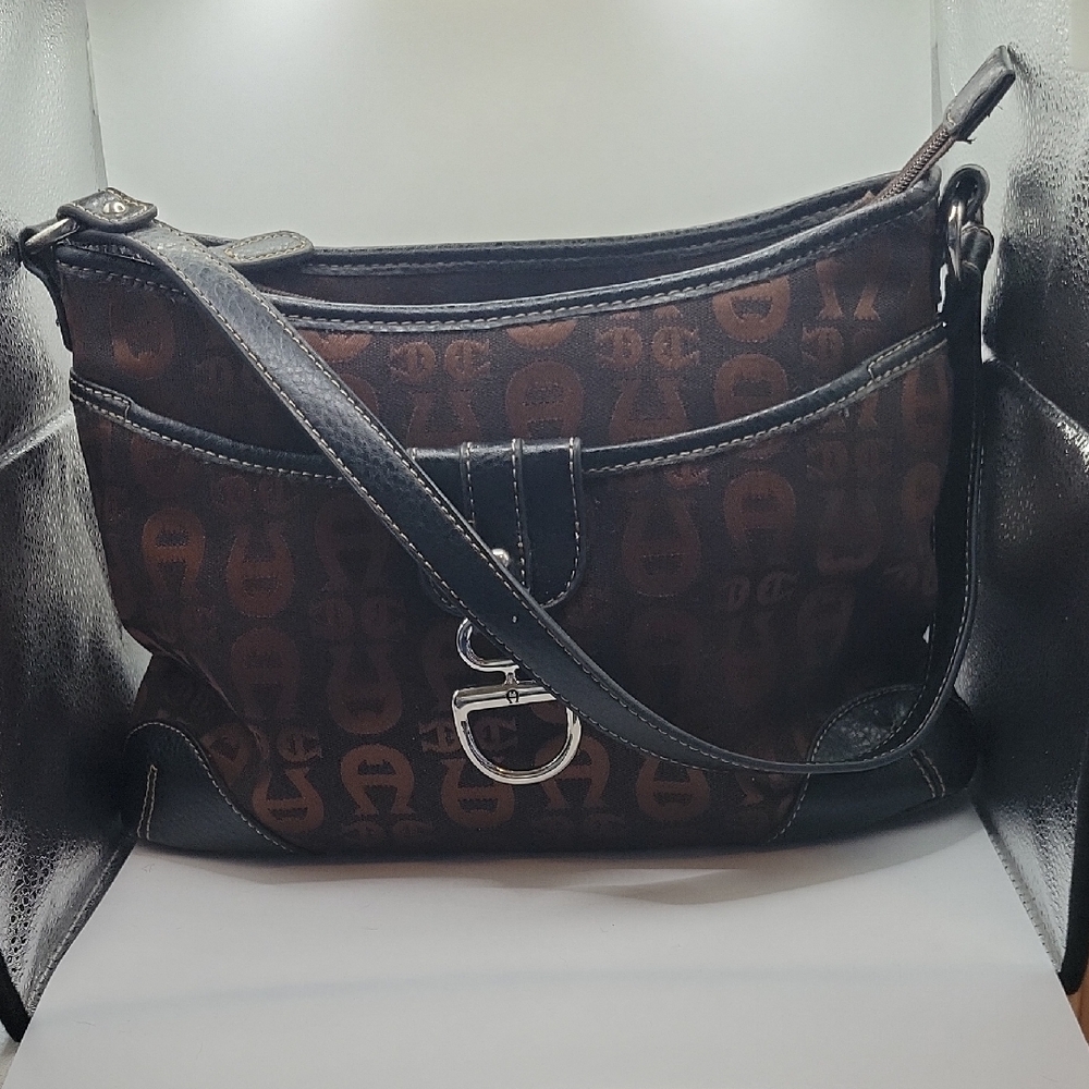 Etinne Aigner Brown and Black Designer Shoulder Bag Lots Of Compartments